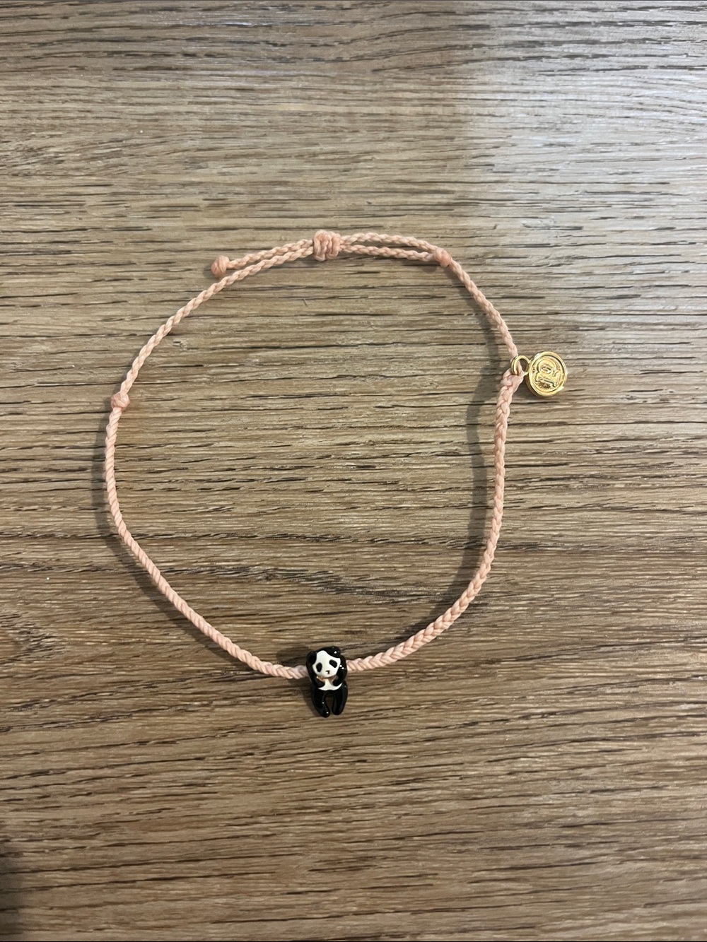 Pura Vida Peach Cord Bracelet with Black and White Panda Charm
